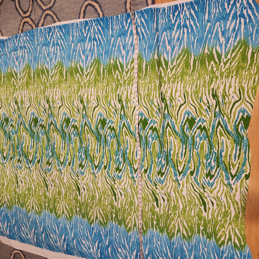Vibrant Blue and Green Abstract Fabric 2 yards and 30" (58" wide ) 4way stretch